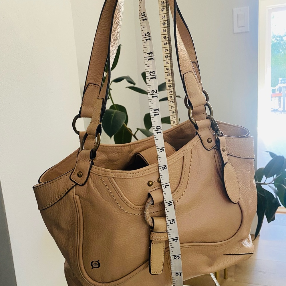 Born Tan Leather Snap Close 3 Compartment Shoulder Purse - Picture 9 of 10